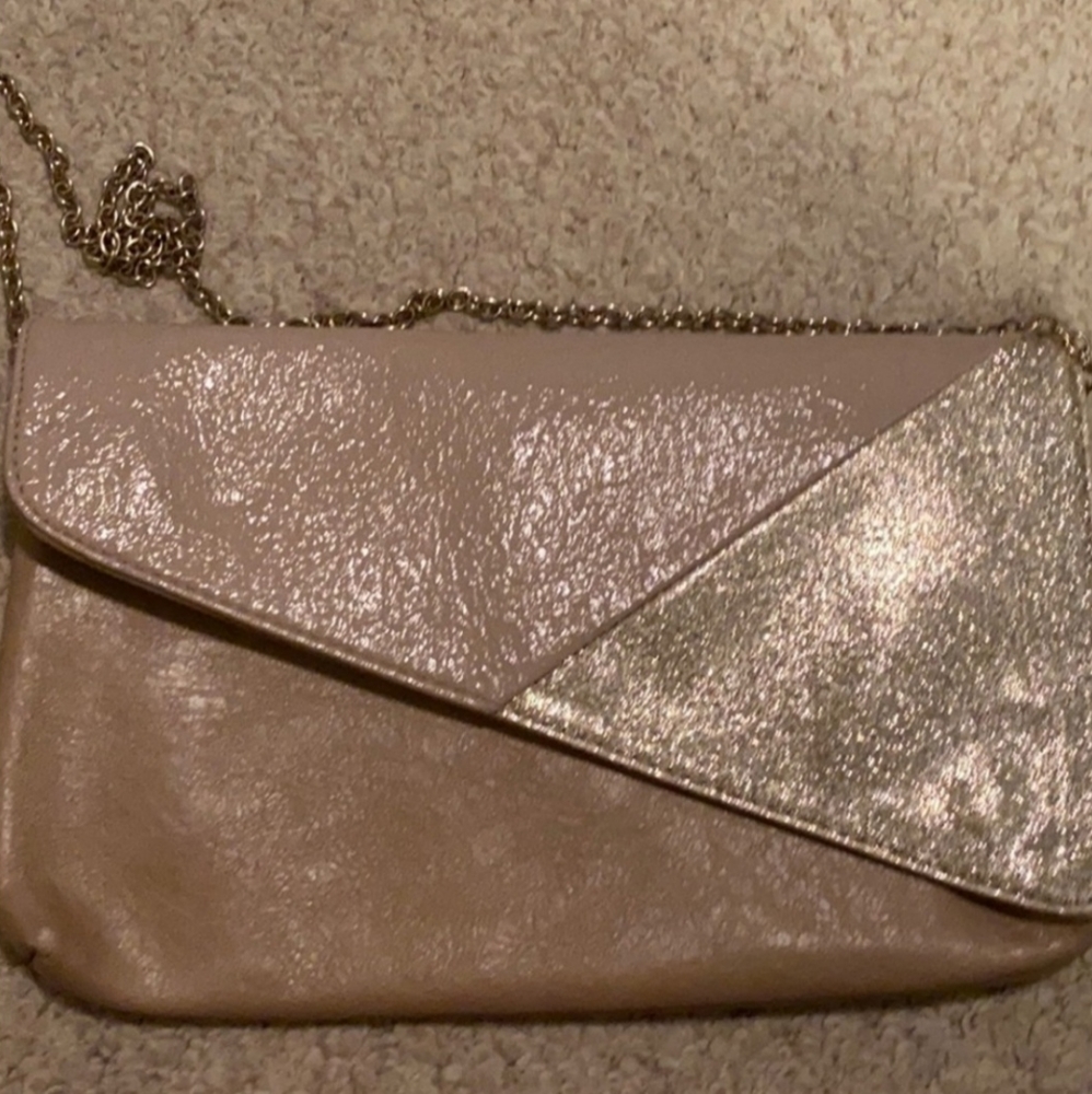 👛 Aldo Blush Pink Clutch Purse Gold Chain Strap
